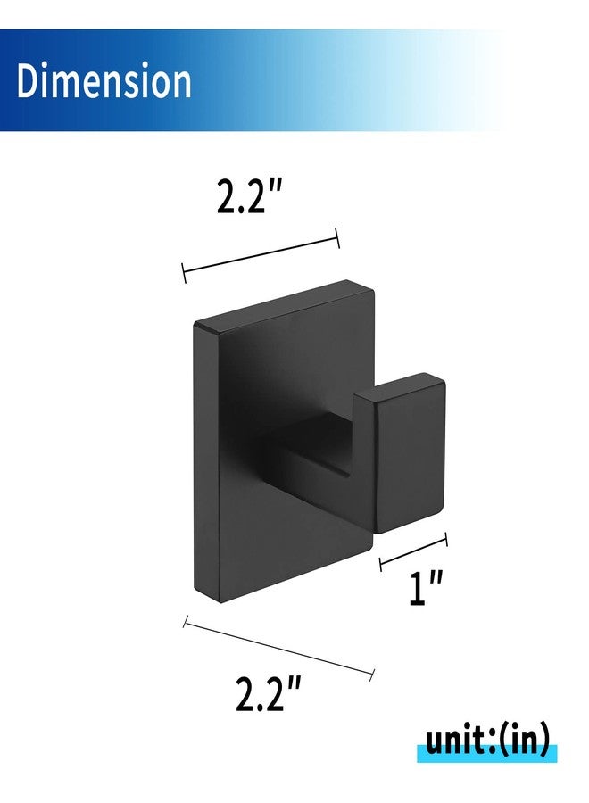 Durafe 2 Pack Towel Hooks SUS 304 Stainless Steel Bathroom Towel Holder Robe Hook Matte Black - Image 3